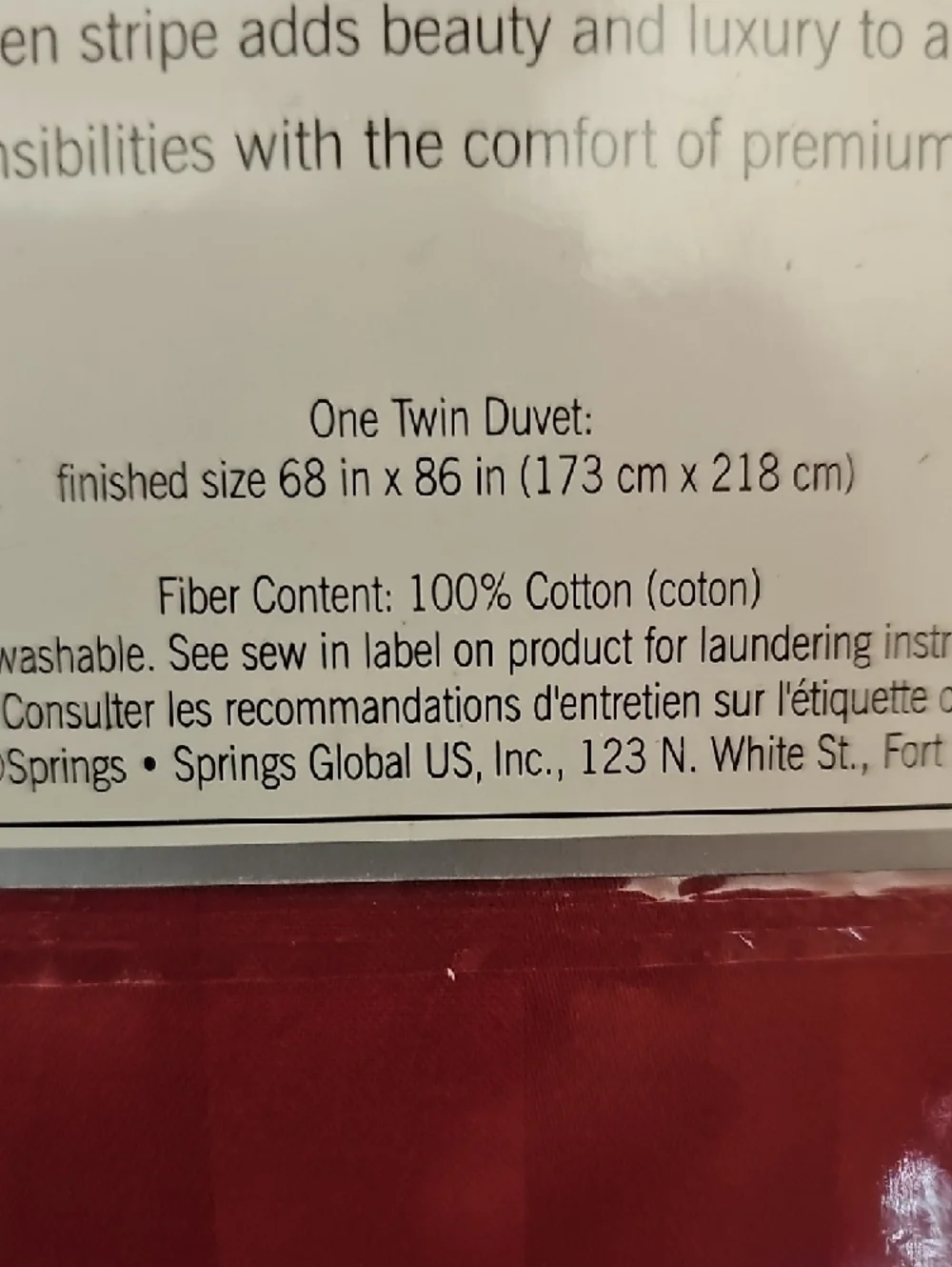 New in package Damask Twin Duvet Cover - Red 100 % cotton 400 Thread